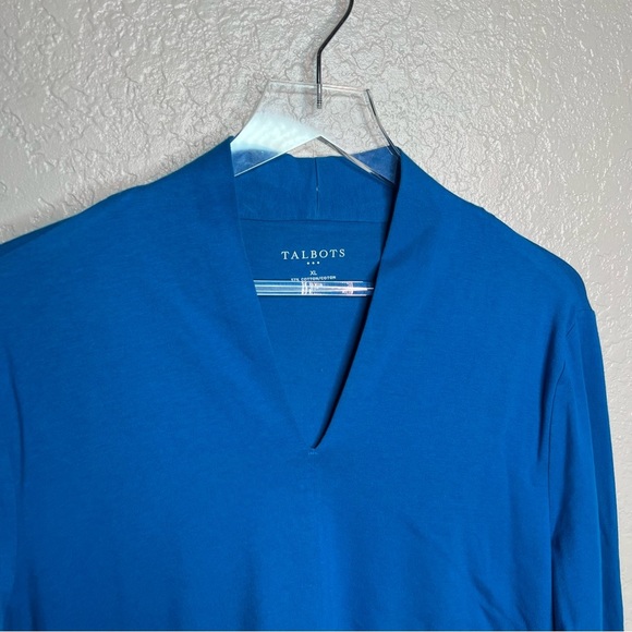 Talbots Long Sleeve V Neck Blue Top - Picture 3 of 6